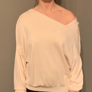 Cream half shoulder sweater